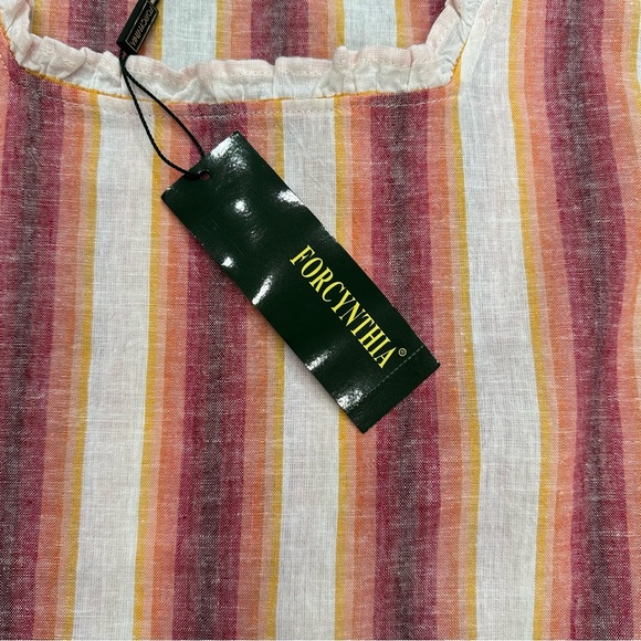 For Cynthia Striped Linen Sleeveless Top - Picture 3 of 9